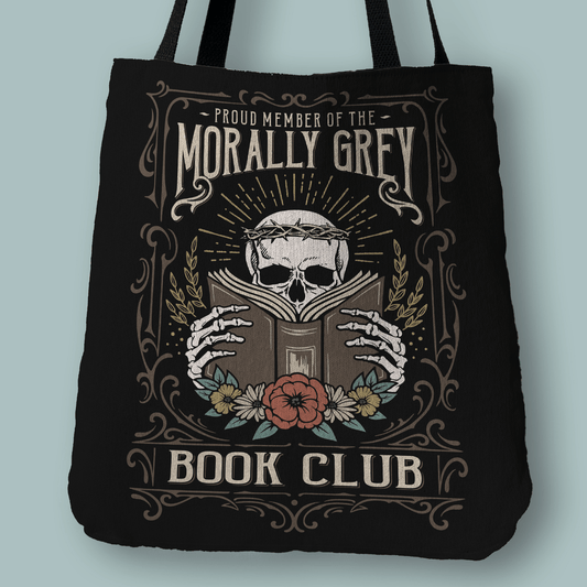 Morally Grey Book Club Woven Tote Bag Offbeat Opulence