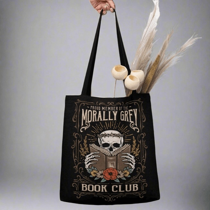 Morally Grey Book Club Woven Tote Bag Offbeat Opulence