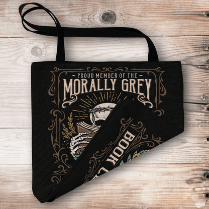 Morally Grey Book Club Woven Tote Bag Offbeat Opulence