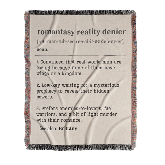 Personalized Romantasy Reality Denier Woven Blanket – A Cozy Escape from the Ordinary Offbeat Opulence