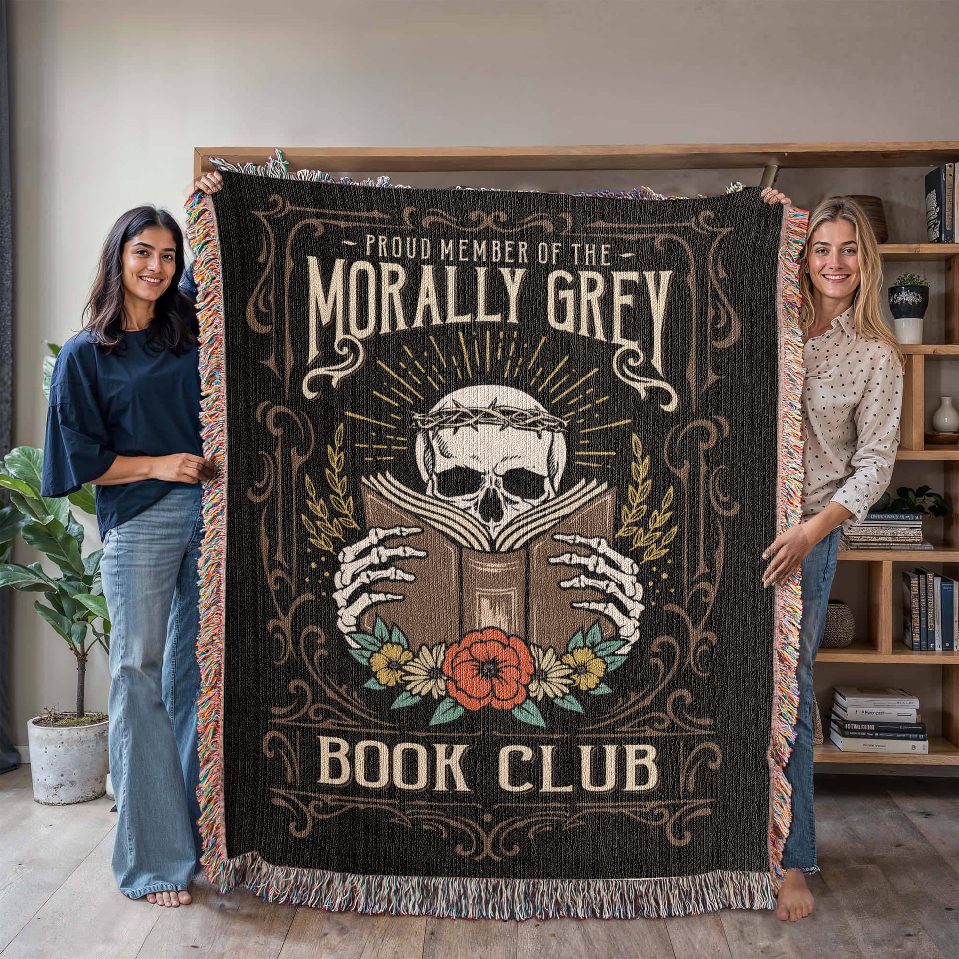 Proud Member of the Morally Grey Book Club – Woven Tapestry Blanket Offbeat Opulence