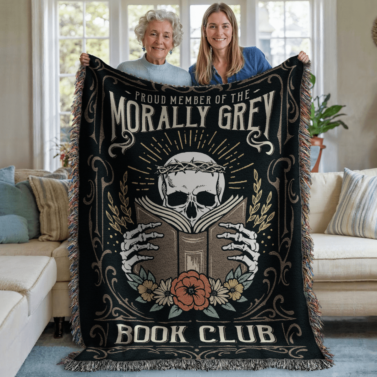 Proud Member of the Morally Grey Book Club – Woven Tapestry Blanket Offbeat Opulence