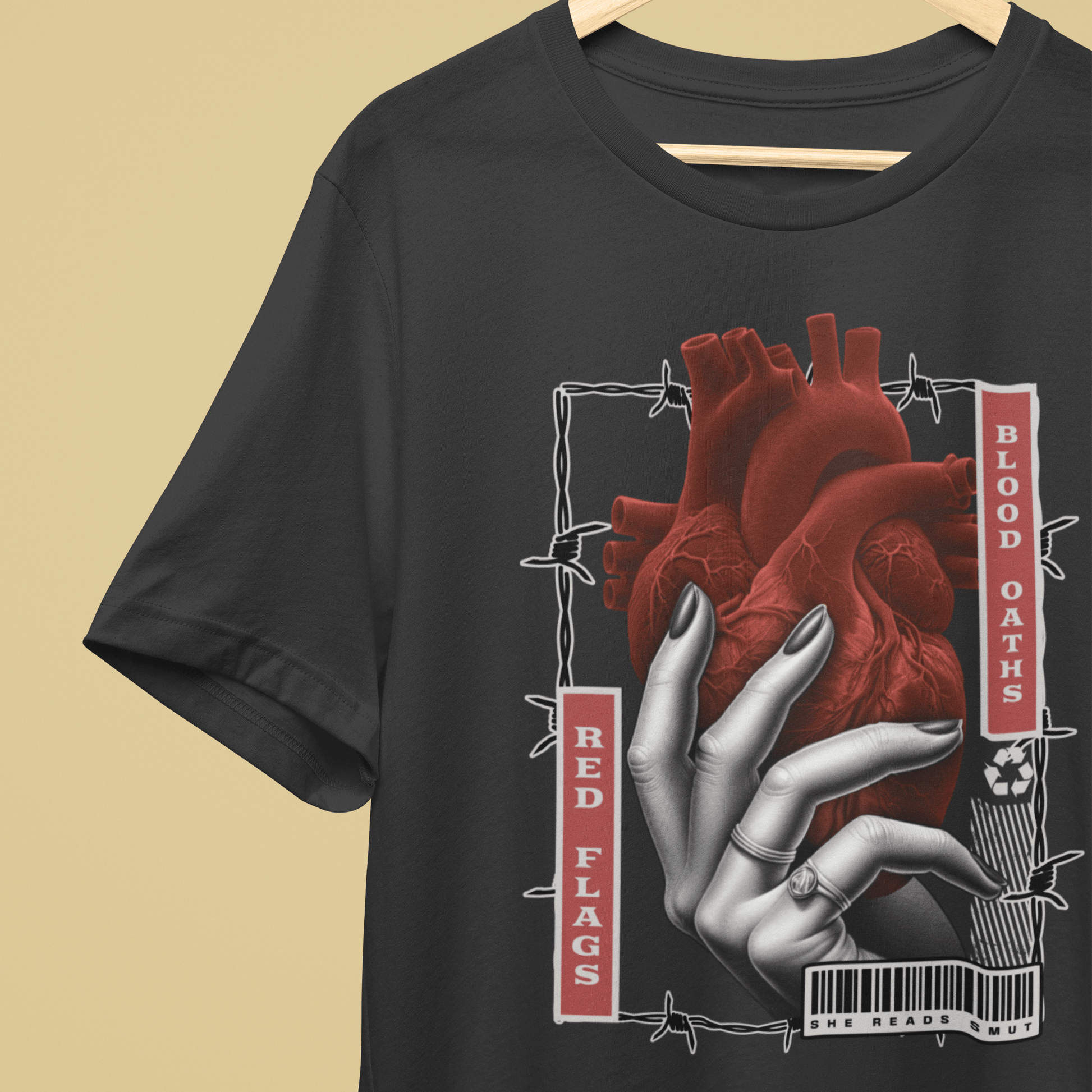 Red Flags & Blood Oaths T-Shirt – She Reads Smut Dark Romance Tee Offbeat Opulence