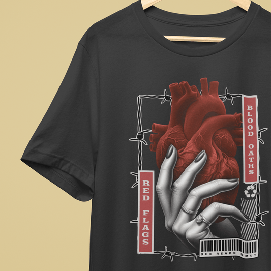 Red Flags & Blood Oaths T-Shirt – She Reads Smut Dark Romance Tee Offbeat Opulence