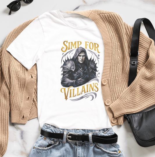 Simp for Villains T-Shirt – Dark Fantasy Antihero Bookish Tee Offbeat Opulence