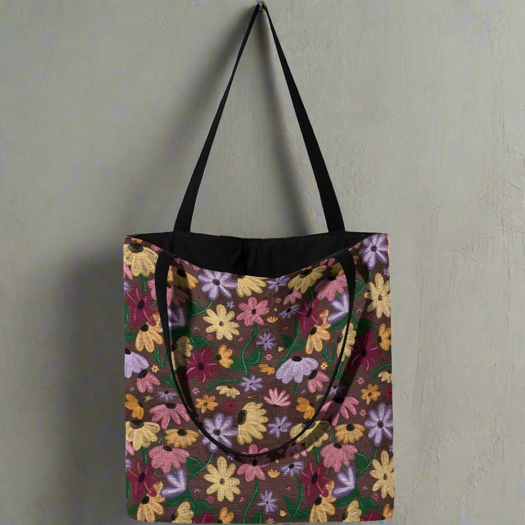 Surprise Song Piano Floral Woven Tote Offbeat Opulence