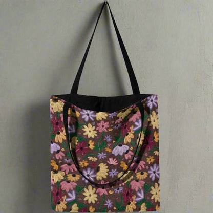 Surprise Song Piano Floral Woven Tote Offbeat Opulence