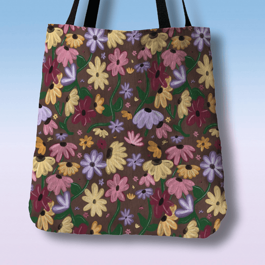 Surprise Song Piano Floral Woven Tote Offbeat Opulence