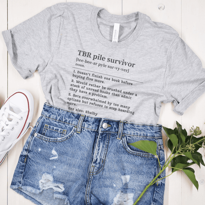 TBR Survivor T-Shirt – Personalized Book Hoarder Definition Tee Offbeat Opulence