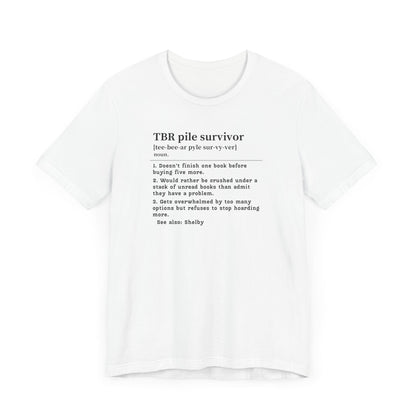 TBR Survivor T-Shirt – Personalized Book Hoarder Definition Tee Offbeat Opulence