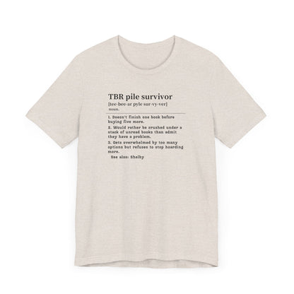 TBR Survivor T-Shirt – Personalized Book Hoarder Definition Tee Offbeat Opulence