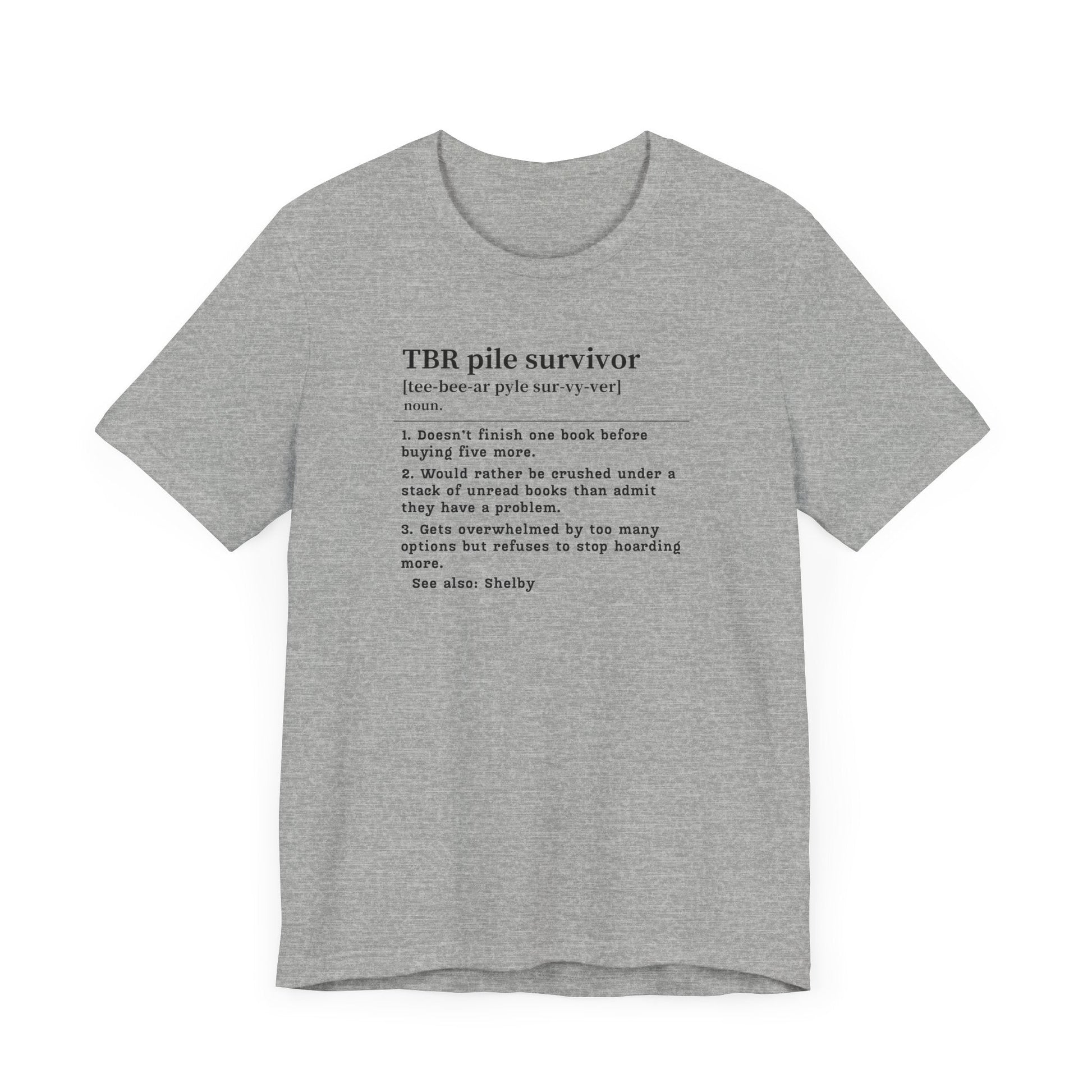 TBR Survivor T-Shirt – Personalized Book Hoarder Definition Tee Offbeat Opulence