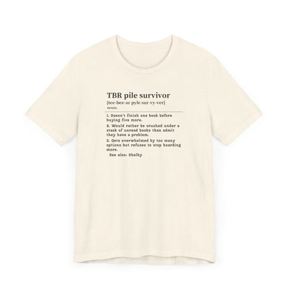 TBR Survivor T-Shirt – Personalized Book Hoarder Definition Tee Offbeat Opulence