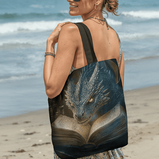 The Bookwyrm Woven Tote – Fantasy Dragon Book Bag for Readers Offbeat Opulence