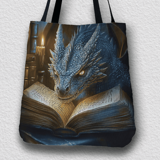 The Bookwyrm Woven Tote – Fantasy Dragon Book Bag for Readers Offbeat Opulence
