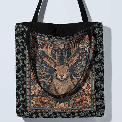 Vintage Jackalope Woven Tote – A Mythical Statement Piece Offbeat Opulence