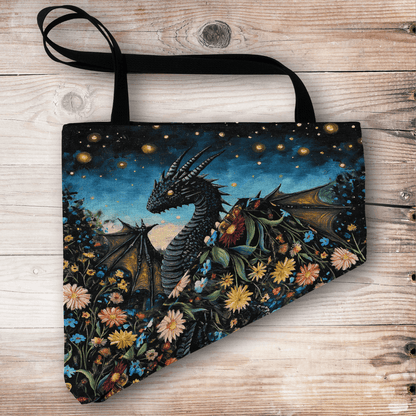 Whimsical Garden Dragon Woven Tote Offbeat Opulence