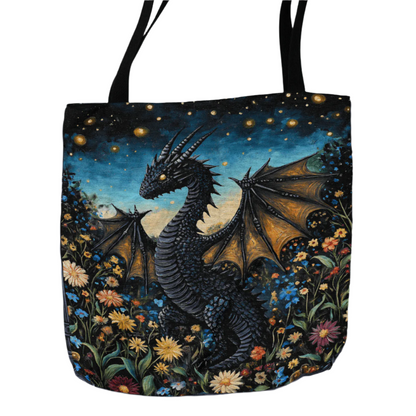 Whimsical Garden Dragon Woven Tote Offbeat Opulence