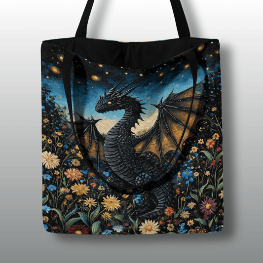 Whimsical Garden Dragon Woven Tote Offbeat Opulence