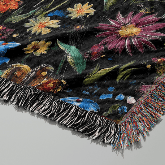 Whimsical Storybook Garden Dragon – Woven Blanket Offbeat Opulence