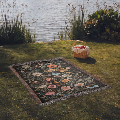Wildflower Haven Woven Blanket – A Botanical Masterpiece Offbeat Opulence