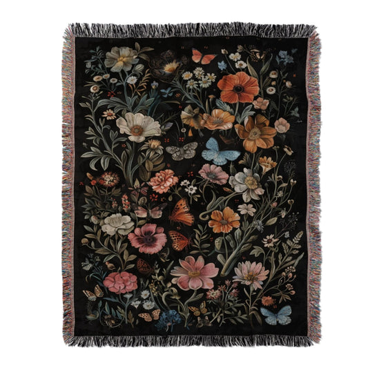 Wildflower Haven Woven Blanket – A Botanical Masterpiece Offbeat Opulence