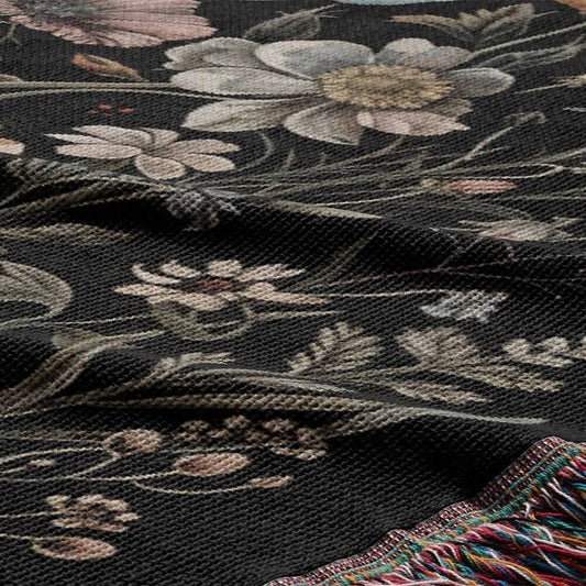 Wildflower Haven Woven Blanket – A Botanical Masterpiece Offbeat Opulence